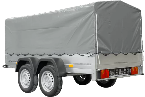 UNITRAILER GARDEN TRAILER ANHÄNGER 264/2 KIPP MIT STÜTZRAD, SPRIEGEL UND GRAUER PLANE – Bild 6