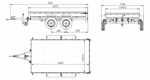 Zweiachsanhänger 264x150 UNITRAILER GARDEN 265/2 KIPP – Bild 2