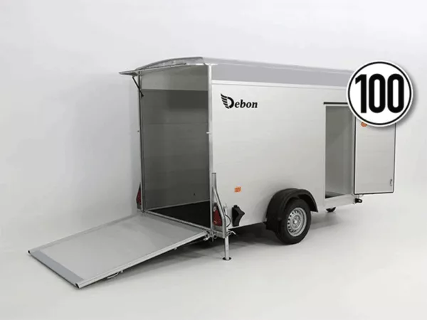 Debon Kofferanhänger Cargo H:190cm 1,3t|Alu, Polybug|Tür|grau