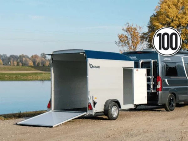 Debon Kofferanhänger Cargo  H:190cm 1,3t|Alu, Polybug|Tür|blau