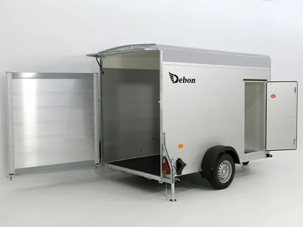 Debon Kofferanhänger Cargo H:190cm 1,3t|Alu, Polybug|Tür|grau – Bild 4