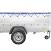 Anhänger mit faltbarer Deichsel GARDEN TRAILER 230 KIPP mit zusätzlichen Bordwänden, Stützrad und blauer Flachplane – Bild 5