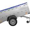 Anhänger mit faltbarer Deichsel GARDEN TRAILER 230 KIPP mit zusätzlichen Bordwänden, Stützrad und blauer Flachplane – Bild 6
