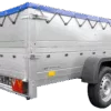 Anhänger mit faltbarer Deichsel GARDEN TRAILER 230 KIPP mit zusätzlichen Bordwänden, Stützrad und blauer Flachplane – Bild 7