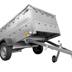 Faltbarer Pkw Anhänger Garden Trailer 230 KIPP mit zusätzlichen Bordwänden, Stützrad, Flachplane und Planenträgern]