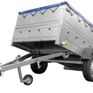 Kfz Anhänger 750 kg GARDEN TRAILER 201 KIPP mit zusätzlichen Bordwänden, Stützrad und blauer Flachplane