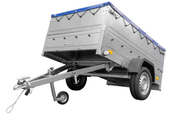 Kfz Anhänger 750 kg GARDEN TRAILER 201 KIPP mit zusätzlichen Bordwänden, Stützrad und blauer Flachplane