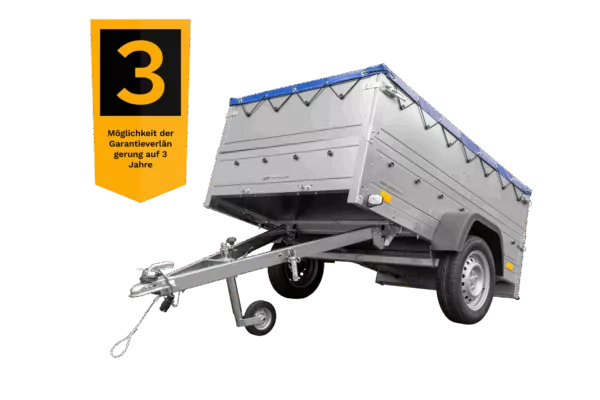 Kfz Anhänger 750 kg GARDEN TRAILER 201 KIPP mit zusätzlichen Bordwänden, Stützrad und blauer Flachplane – Bild 3